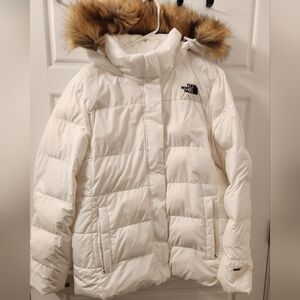 The North Face White Puffer Jacket with Fur Hood
